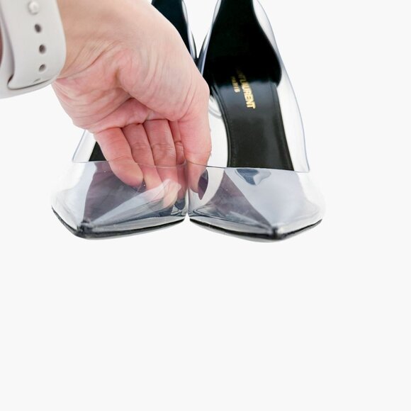 Saint Laurent Opyum 110 YSL Pump EU 39.5 US 9.5 Clear Transparent PVC High Heel - Picture 5 of 14